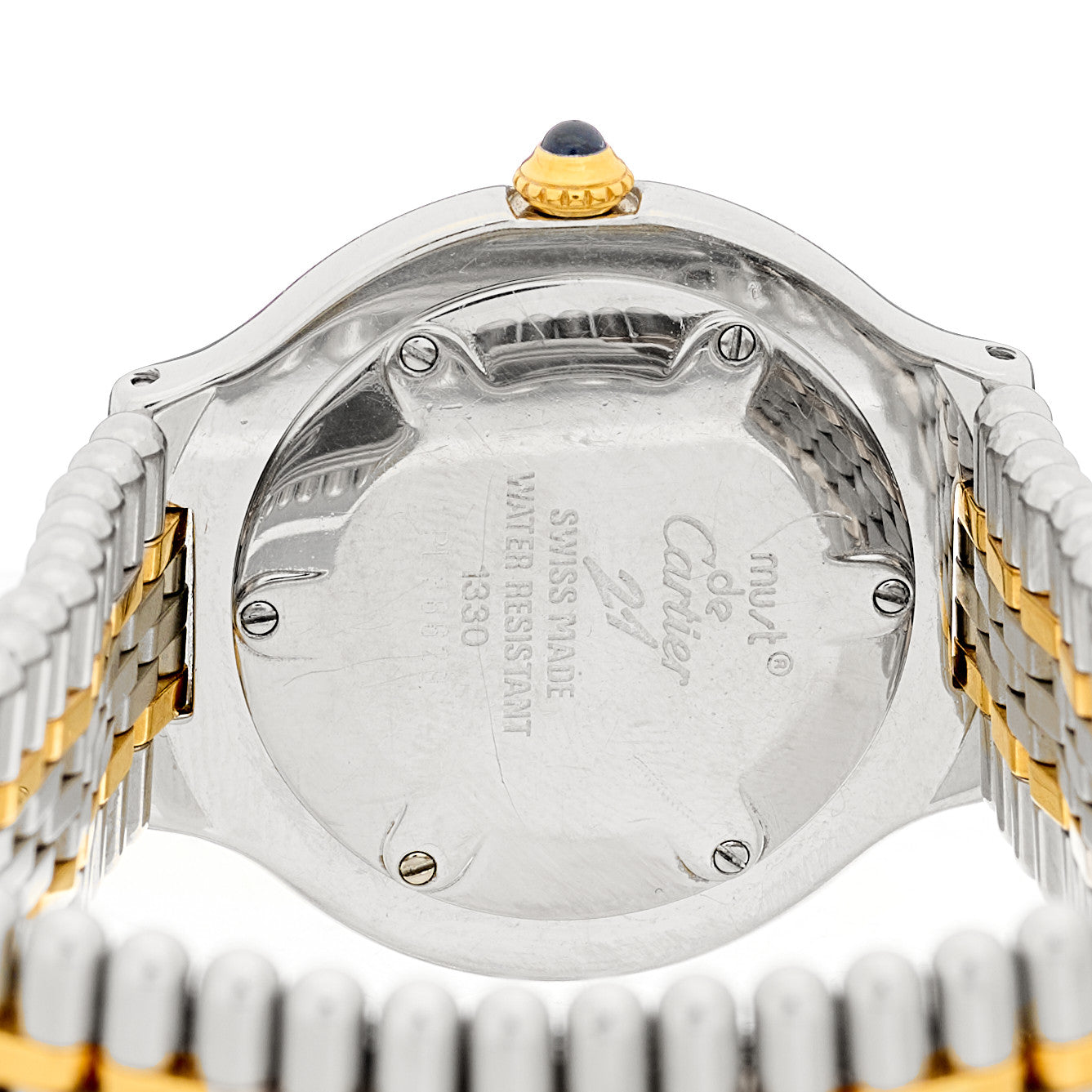 Cartier Stainless Steel 18K Yellow Gold 31mm Must De 21 Bullet Link Quartz Watch 4 of 4