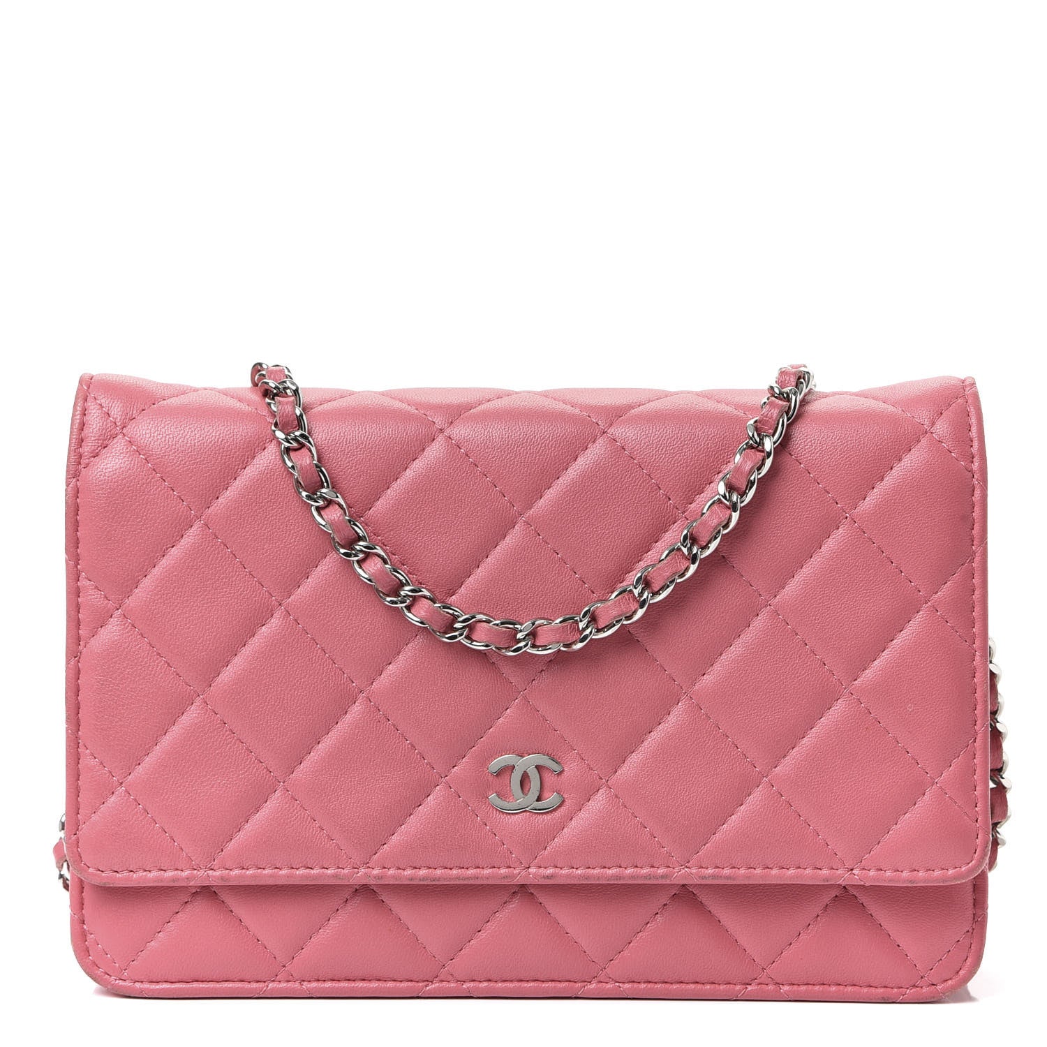 Chanel Lambskin Quilted Wallet On Chain WOC Pink 1 of 11