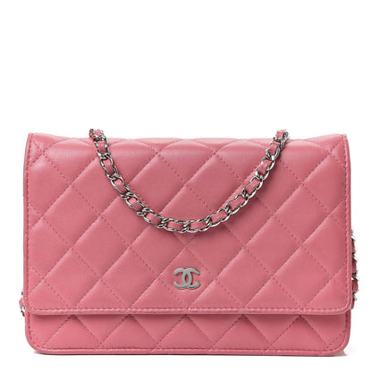 Chanel Lambskin Quilted Wallet On Chain WOC Pink 1 of 11