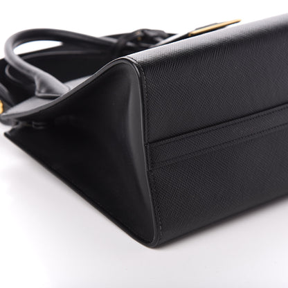 Prada Saffiano Cuir Calfskin Small Monochrome Top Handle Tote Black 8 of 9