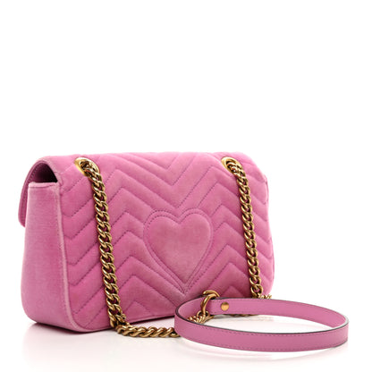 Gucci Velvet Matelasse Marquise Crystals Embroidered Small GG Marmont Shoulder Bag Malva 3 of 10