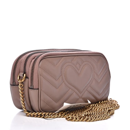 Gucci Calfskin Matelasse Mini GG Marmont Chain Crossbody Bag Porcelain Rose 3 of 11