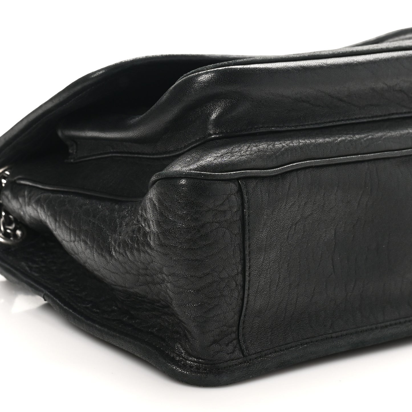 Grained Lambskin Monogram Medium Niki Chain Satchel Black