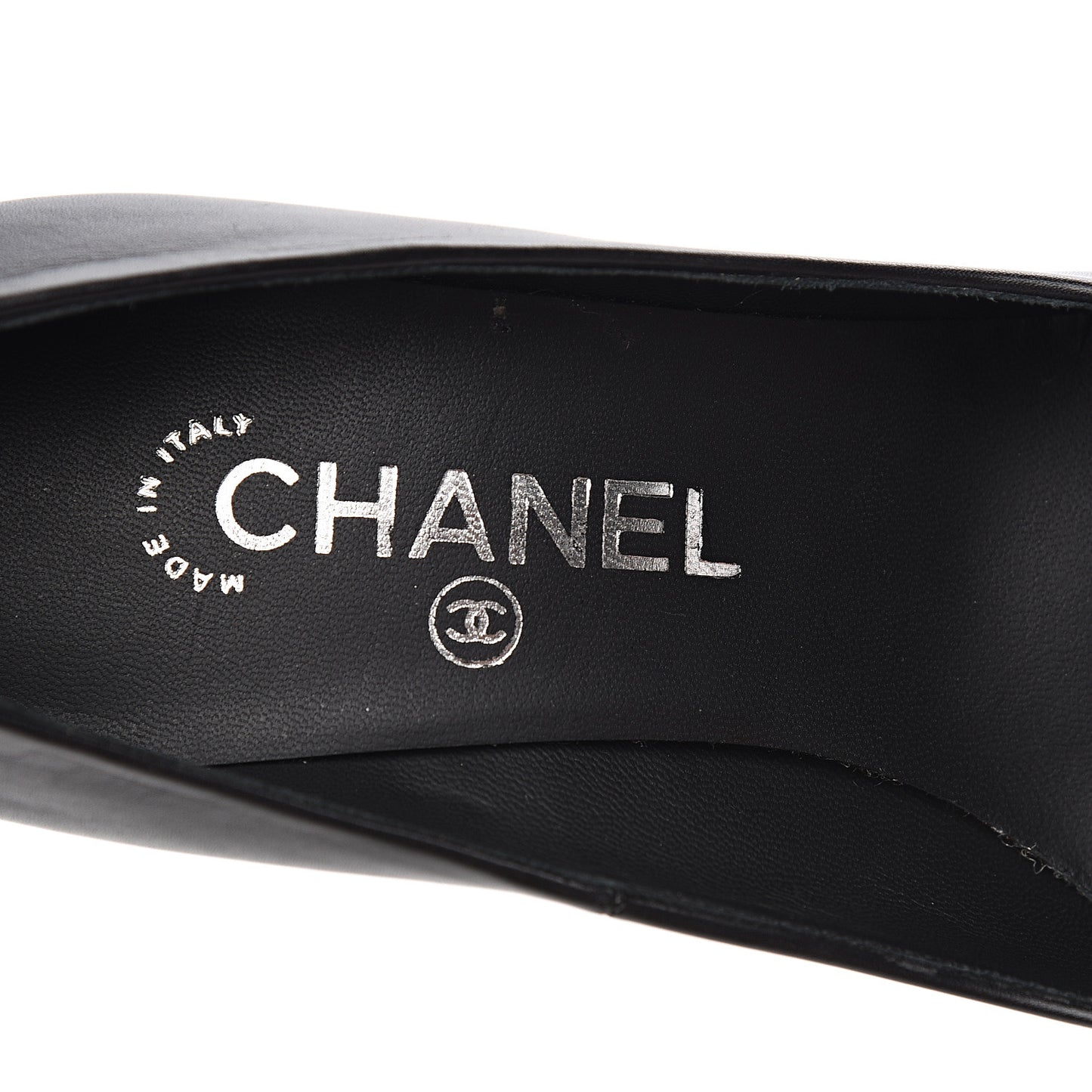 Calfskin Cap Toe CC Pumps 36.5 Black Silver