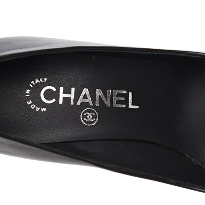 Chanel Calfskin Cap Toe CC Pumps 36.5 Black Silver 7 of 9