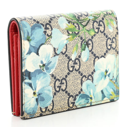 Gucci GG Supreme Monogram Blooms Card Case Beige Blue Navy Hibiscus Red 3 of 12