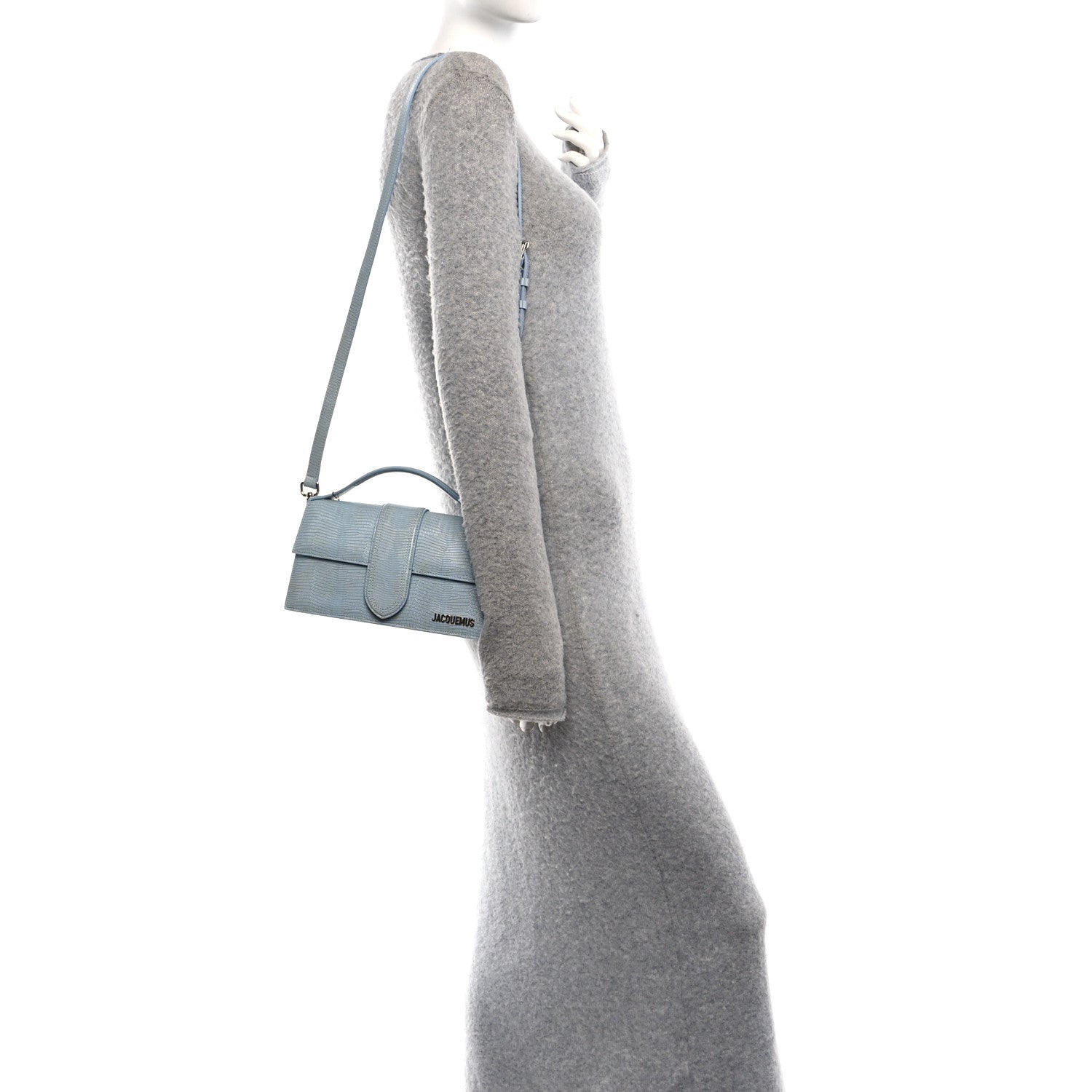 Jacquemus Calfskin Lizard Embossed Le Grand Bambino Light Blue 2 of 12