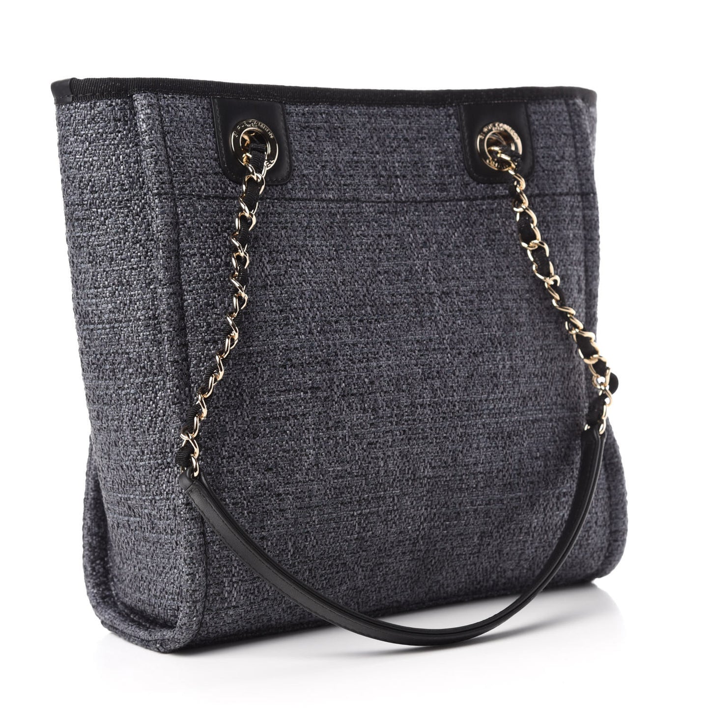 Lurex Straw Mini Deauville Tote Black