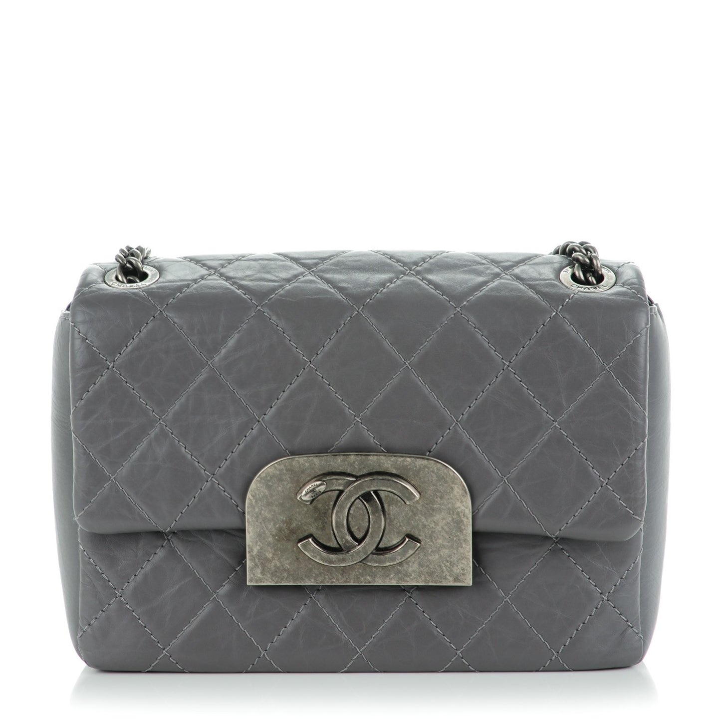 Aged Calfskin Quilted CC Square Flap Light Purple
