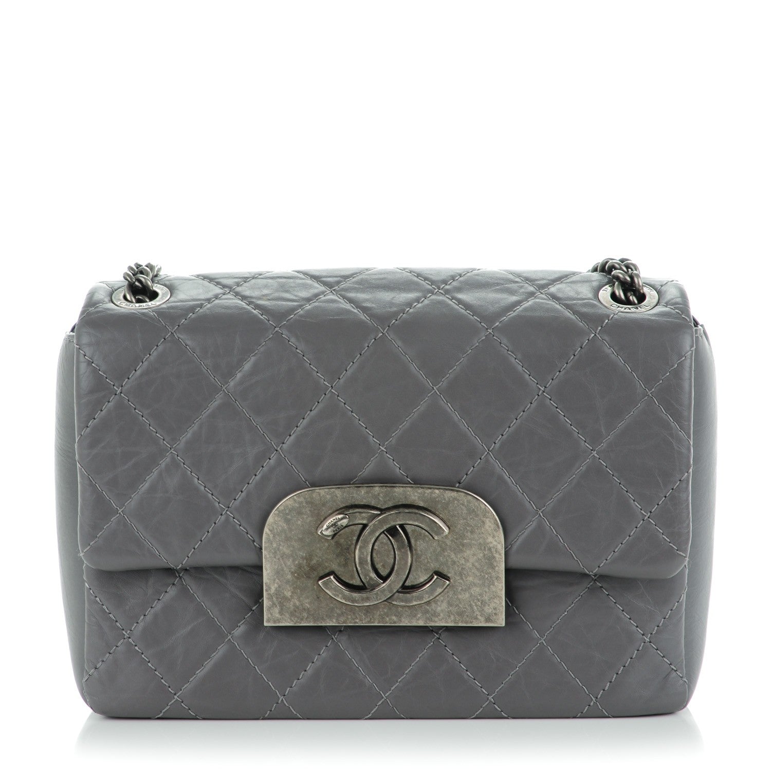 Chanel Aged Calfskin Quilted CC Square Flap Light Purple 1 of 8