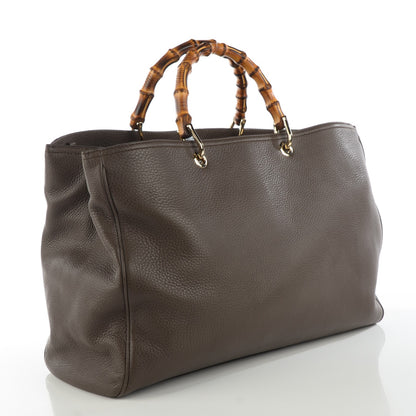 Gucci Calfskin Large Bamboo Shopper Tote Grey Field 3 of 7