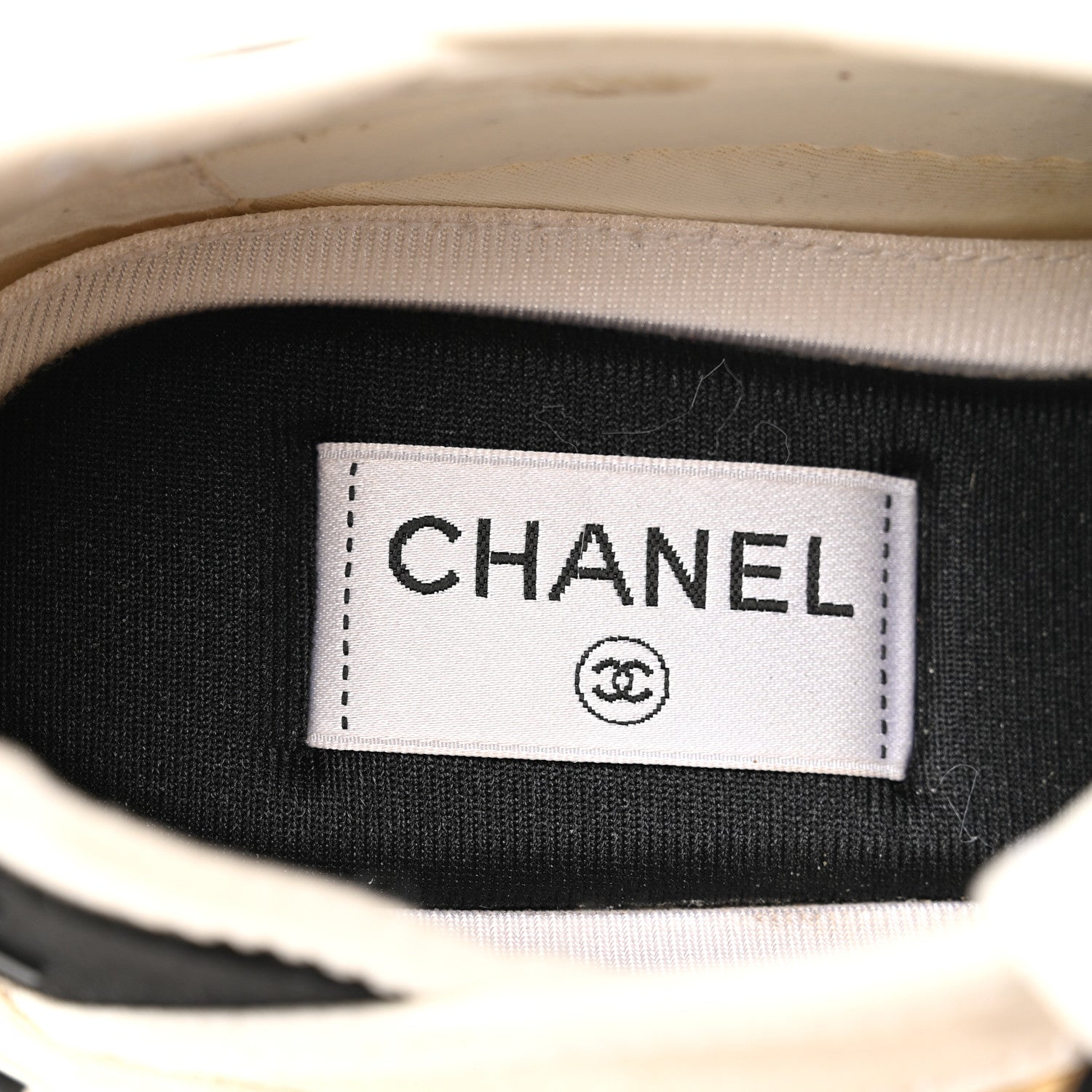 Chanel Velvet Calfskin Mixed Fibers CC Sneakers 39 Ivory Black 8 of 9
