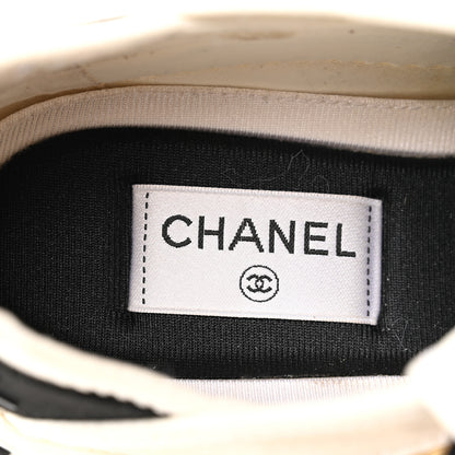 Chanel Velvet Calfskin Mixed Fibers CC Sneakers 39 Ivory Black 8 of 9