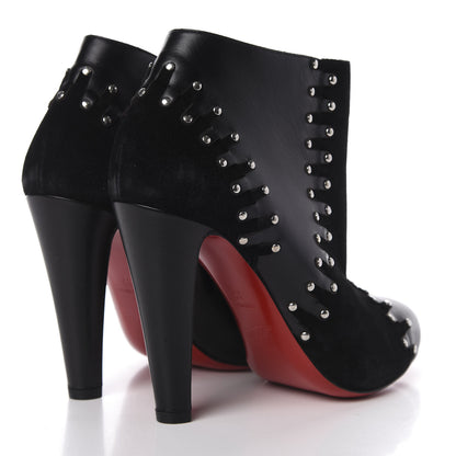 Christian Louboutin Calfskin Suede Studded 100 Ankle Boots 37 Black 4 of 13