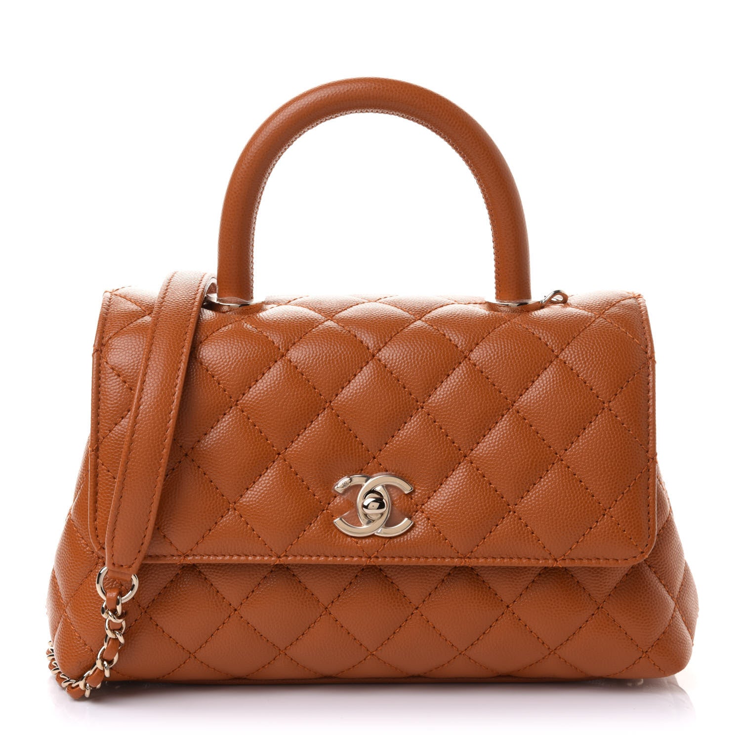 Chanel Caviar Quilted Mini Coco Handle Flap Light Brown 1 of 11