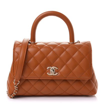 Chanel Caviar Quilted Mini Coco Handle Flap Light Brown 1 of 11