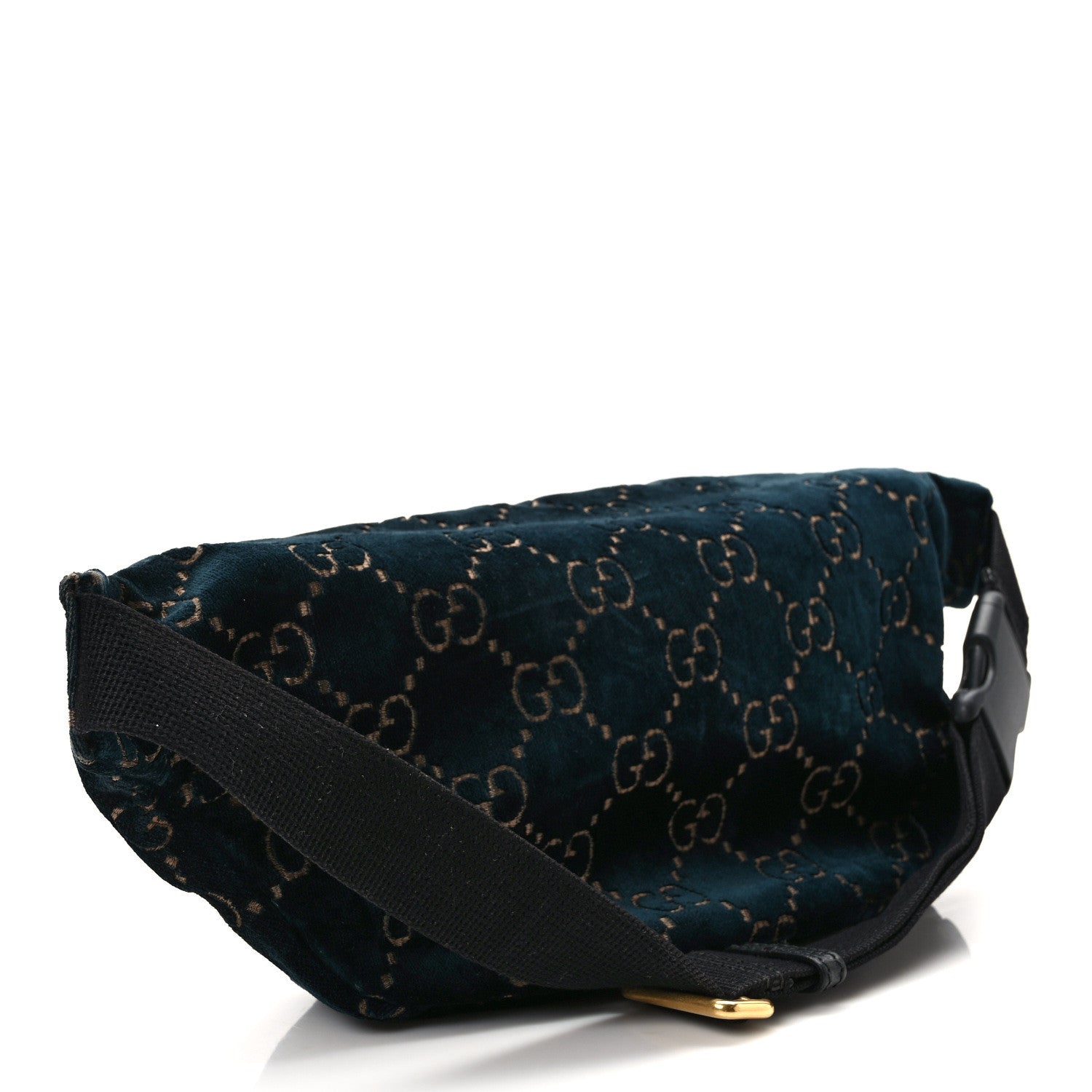 Gucci Velvet GG Monogram Web Belt Bag Blue Beige 3 of 9