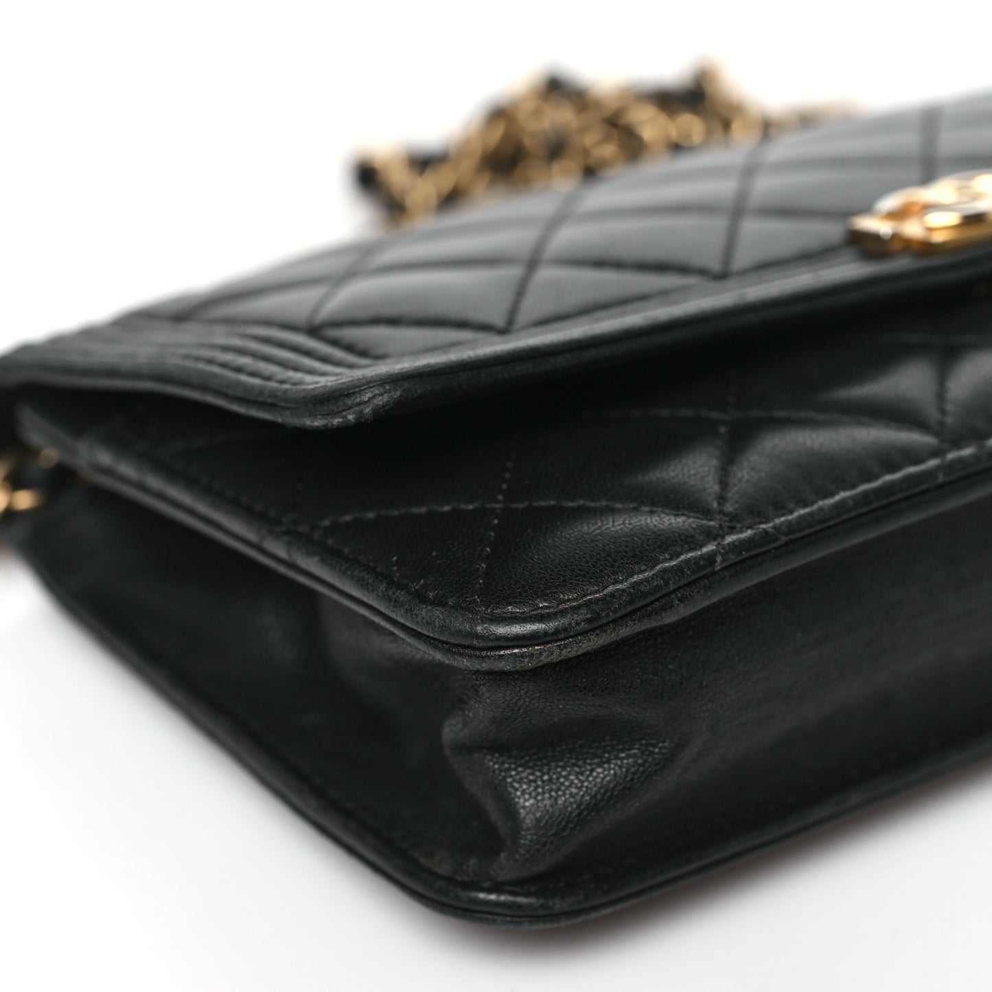 Lambskin Quilted Boy Wallet On Chain WOC Black