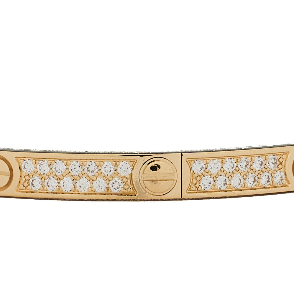Cartier 18K Yellow Gold Diamond Small LOVE Paved Bracelet 15 6 of 8