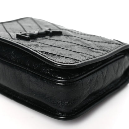 Saint Laurent Crinkled Calfskin Matelasse Monogram Niki Chain Wallet Black 10 of 13