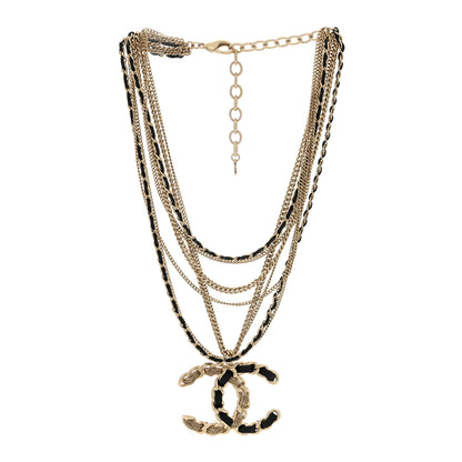 Chanel Lambskin Chain CC Multi Strand Necklace Gold Black 2 of 4