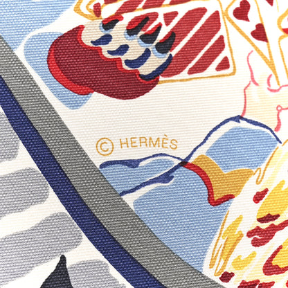 Hermes Silk Emile Et Une Nuit Scarf 90 Craie Rouge H Marine 4 of 5