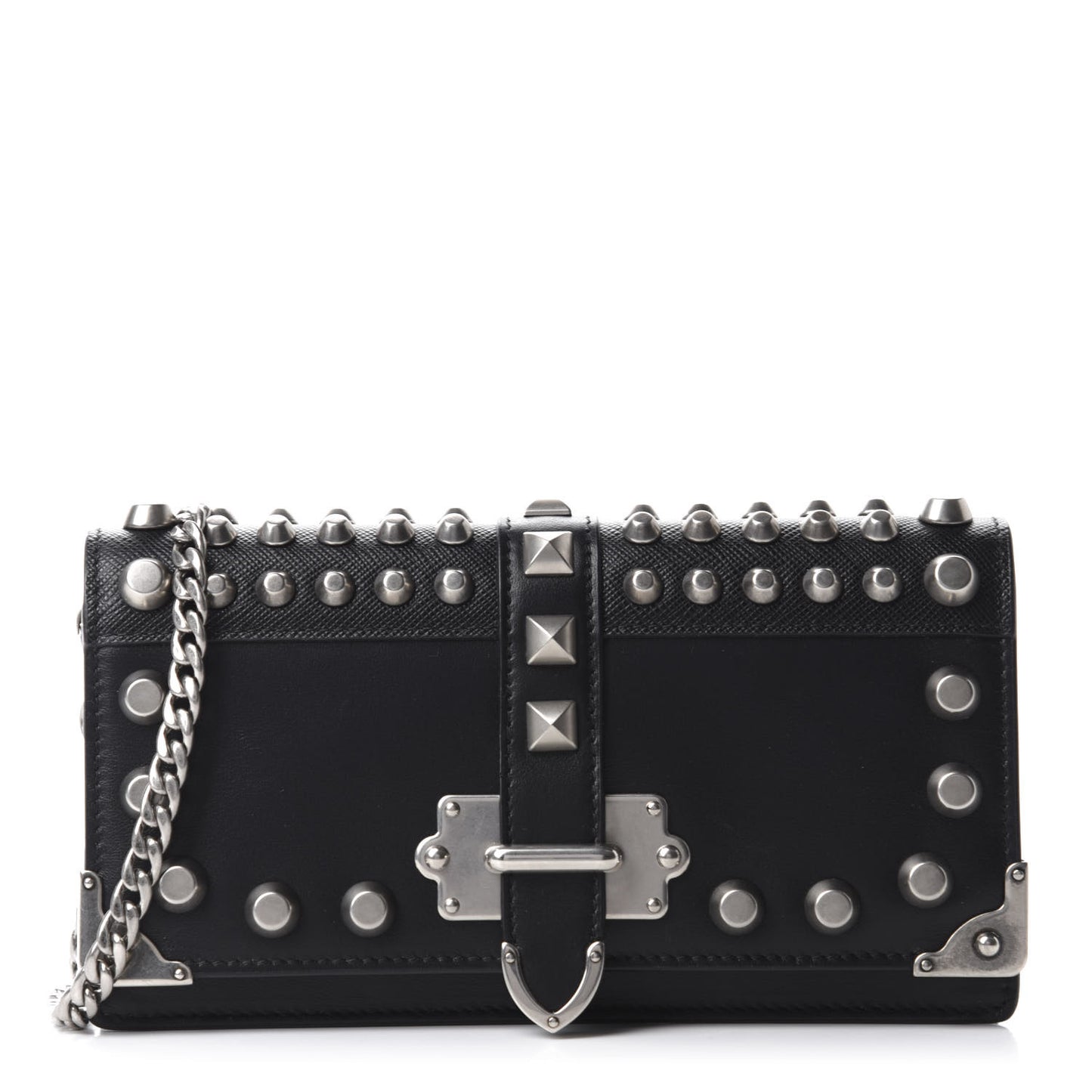 City Calfskin Cahier Studded Mini Bag Black
