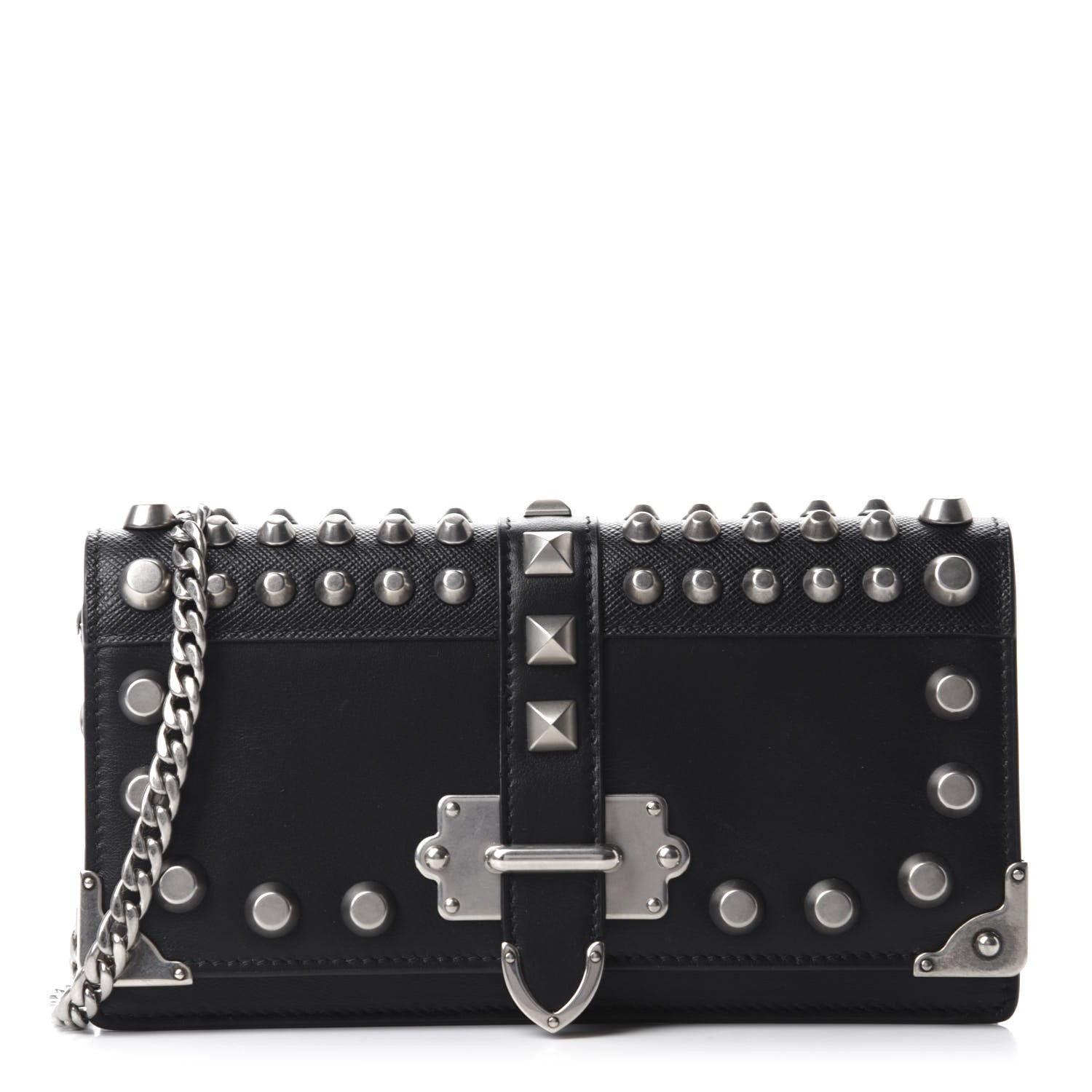 Prada City Calfskin Cahier Studded Mini Bag Black 1 of 9