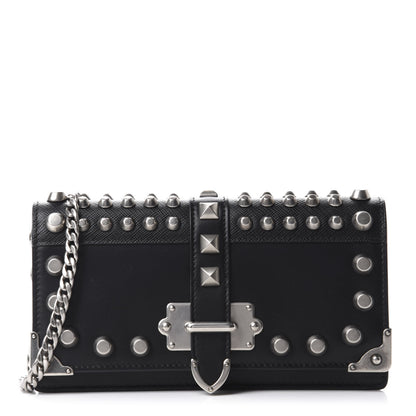 Prada City Calfskin Cahier Studded Mini Bag Black 1 of 9