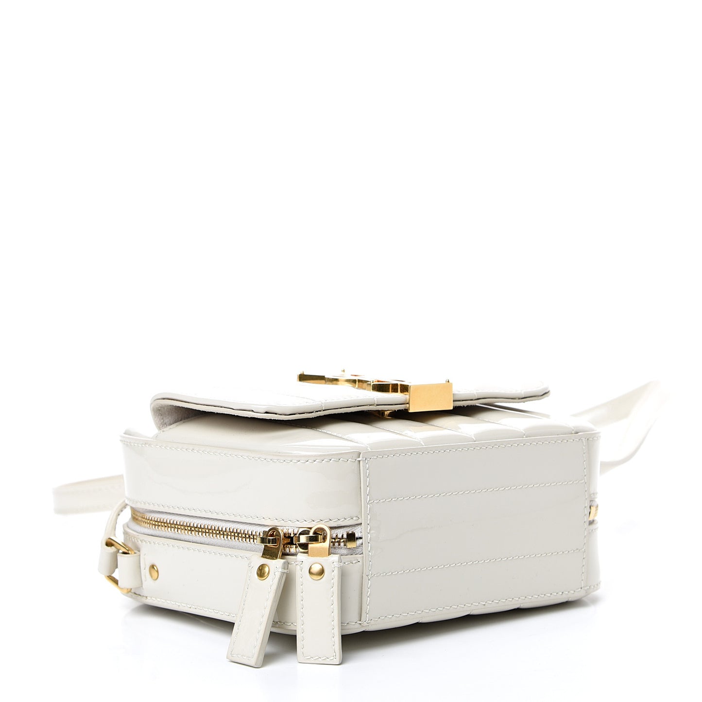 Patent Matelasse Monogram Toy Vicky Camera Bag Off White