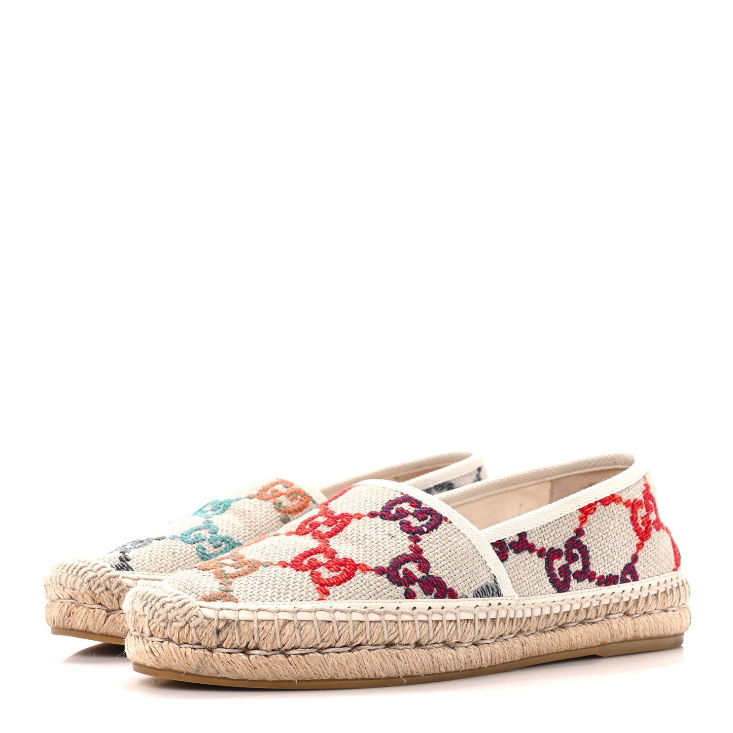 Linen Psychedelic Mini GG Monogram Espadrilles 38 Multicolor Mystic White