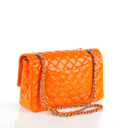 Chanel Patent Quilted Medium Double Flap Orange 3 of 8