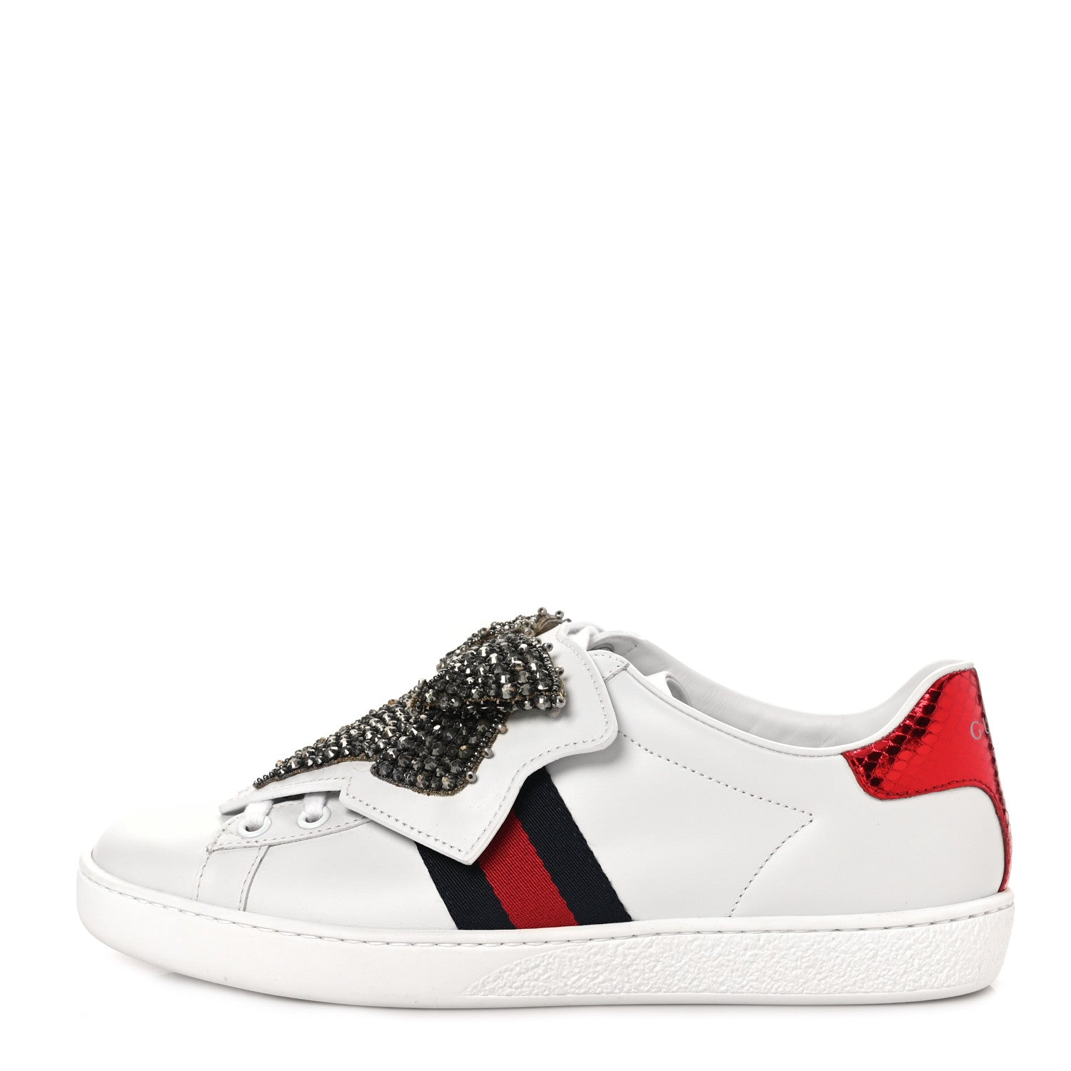 Gucci Calfskin Ayers Web Womens Ace Bow Lace Sneakers 37 White 1 of 8