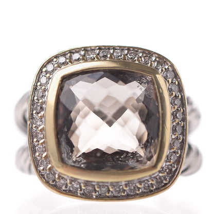 David Yurman Sterling Silver 18K Yellow Gold Diamond Smoky Quartz 11mm Albion Ring 50 5.5 1 of 5