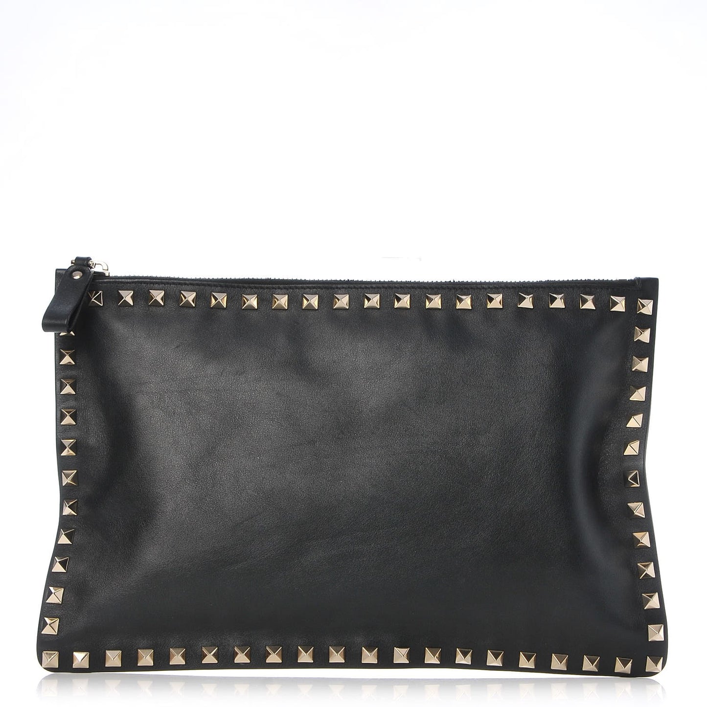 Vitello Large Rockstud Zip Pouch Black
