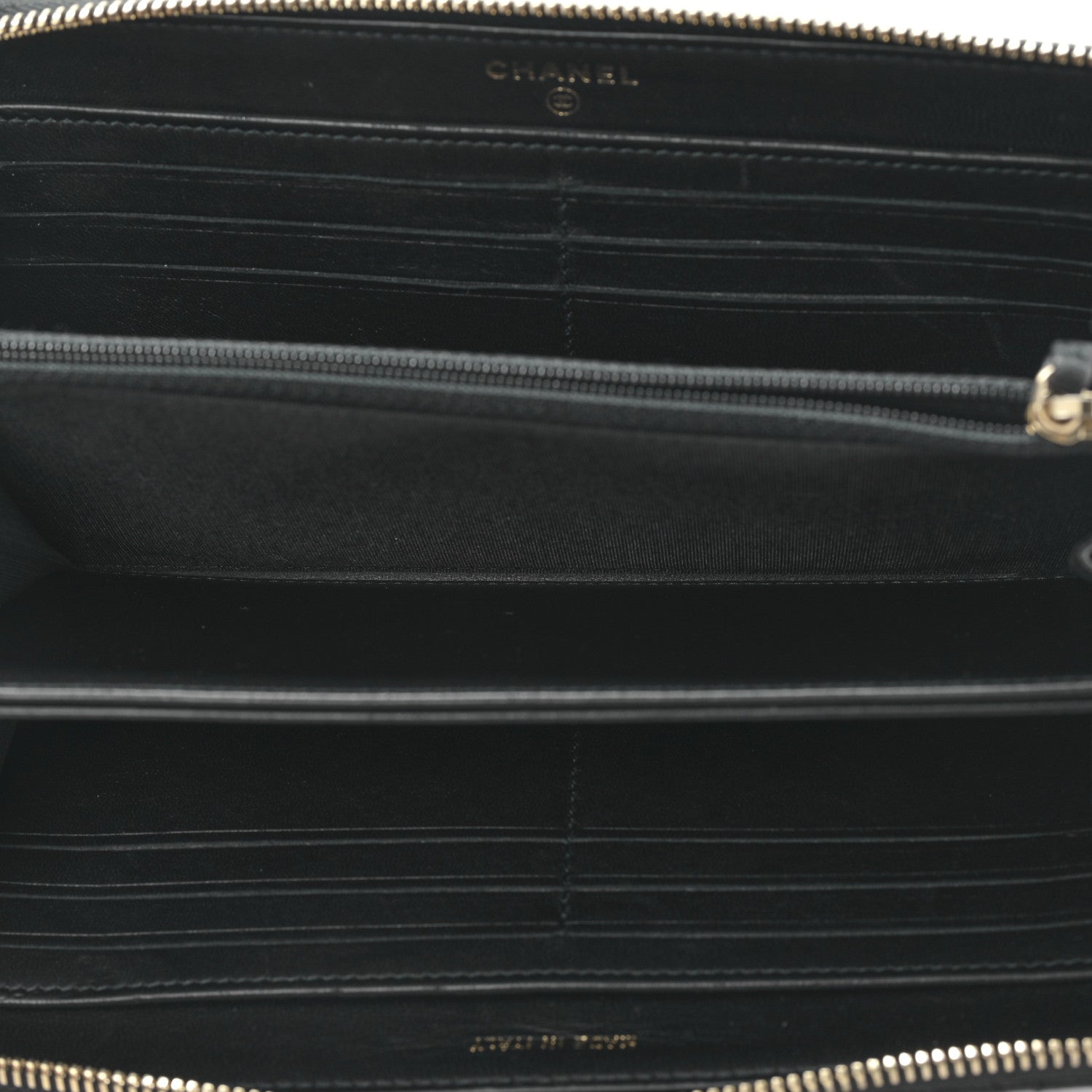Chanel Lambskin Zip Around Large Gusset Wallet With Pearl Chain Black 5 of 11