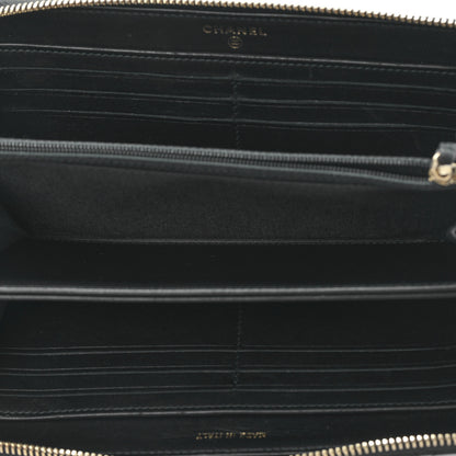 Chanel Lambskin Zip Around Large Gusset Wallet With Pearl Chain Black 5 of 11
