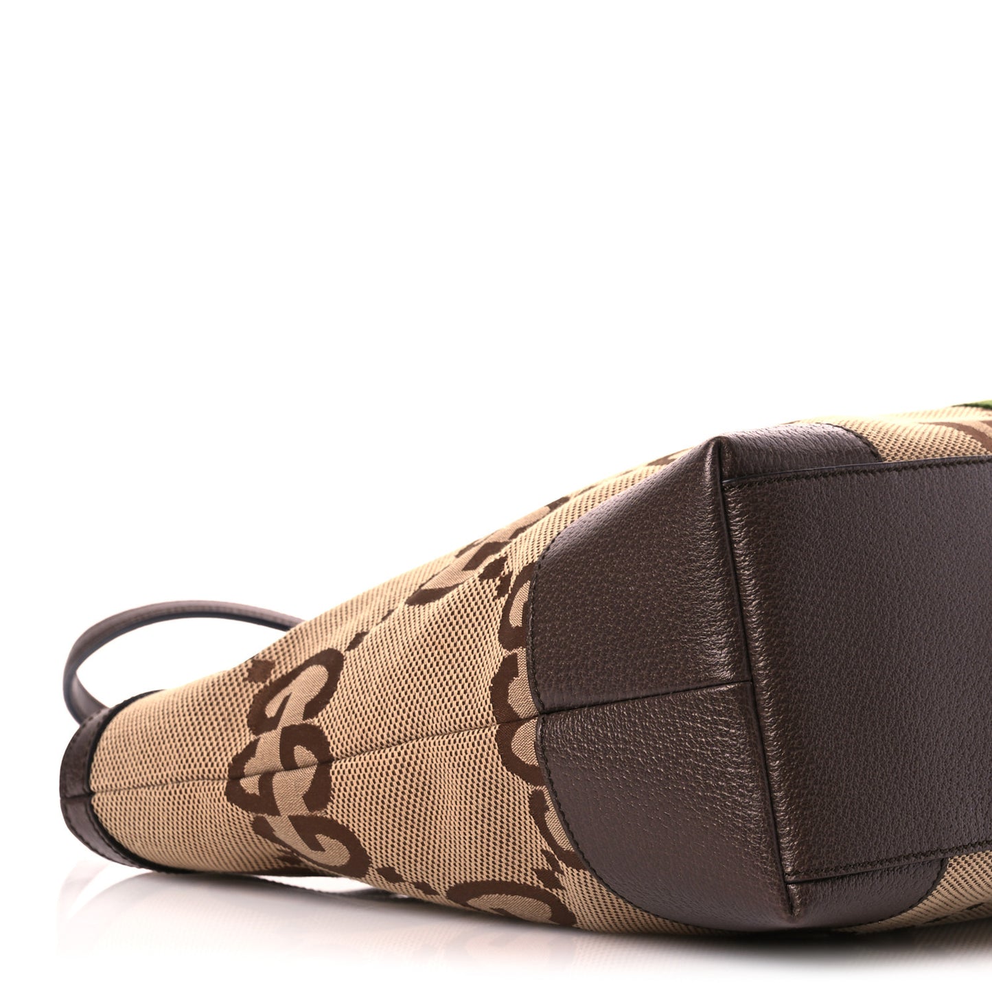 Monogram Jumbo GG Textured Dollar Calfskin Web Medium Ophidia Shopping Tote Camel Ebony