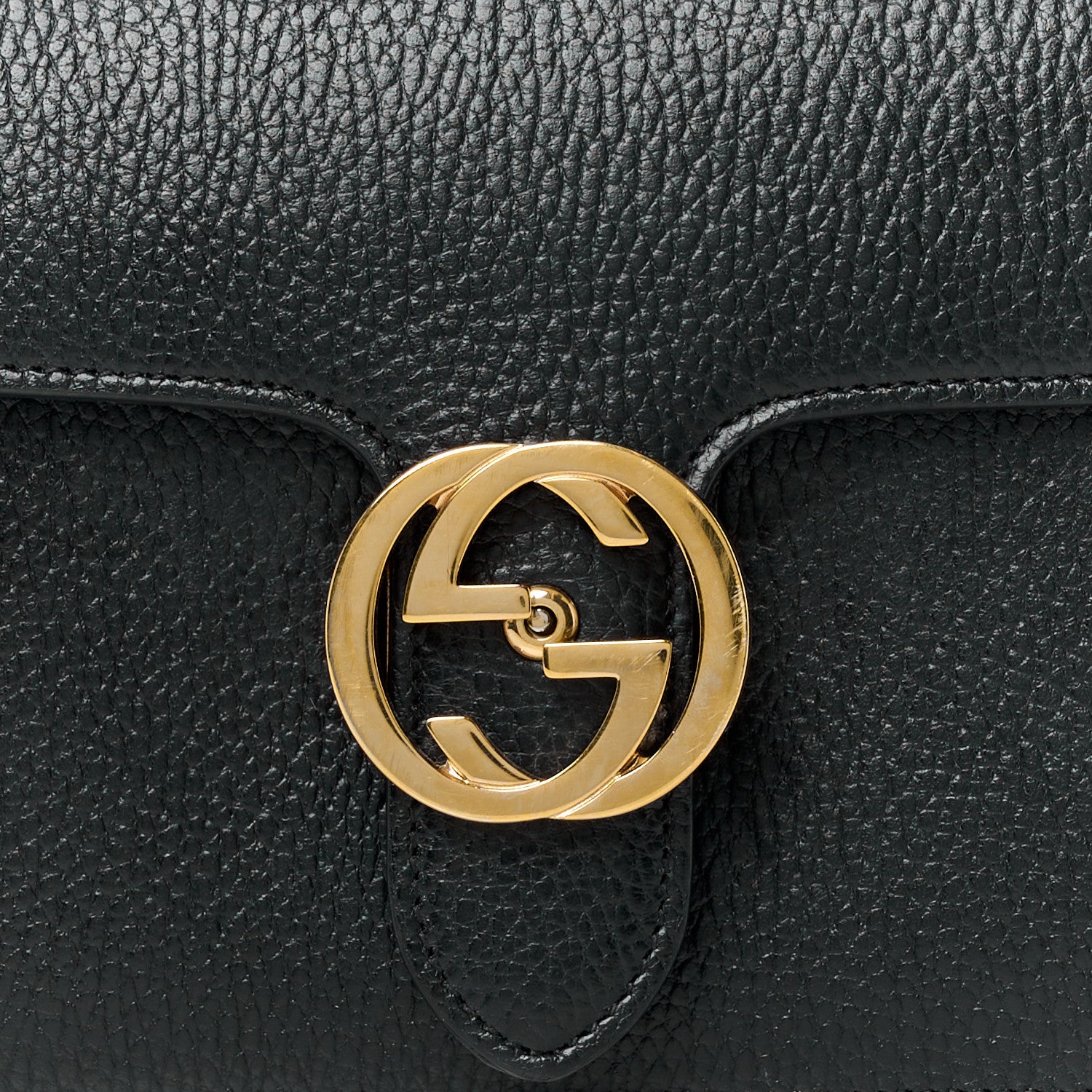 Gucci Dollar Calfskin Small Interlocking G Shoulder Bag Black 9 of 11