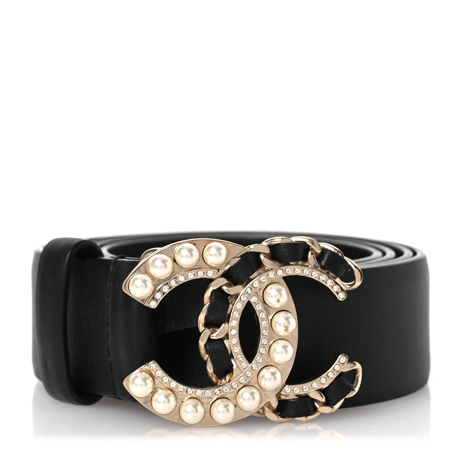 Chanel Calfskin Pearl CC Belt 90 36 Black 1 of 8
