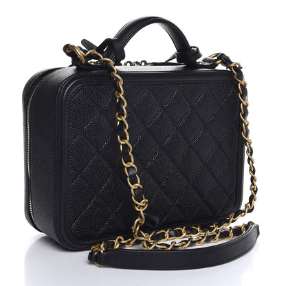 Chanel Caviar Quilted Medium CC Filigree Vanity Case Black 4 of 8