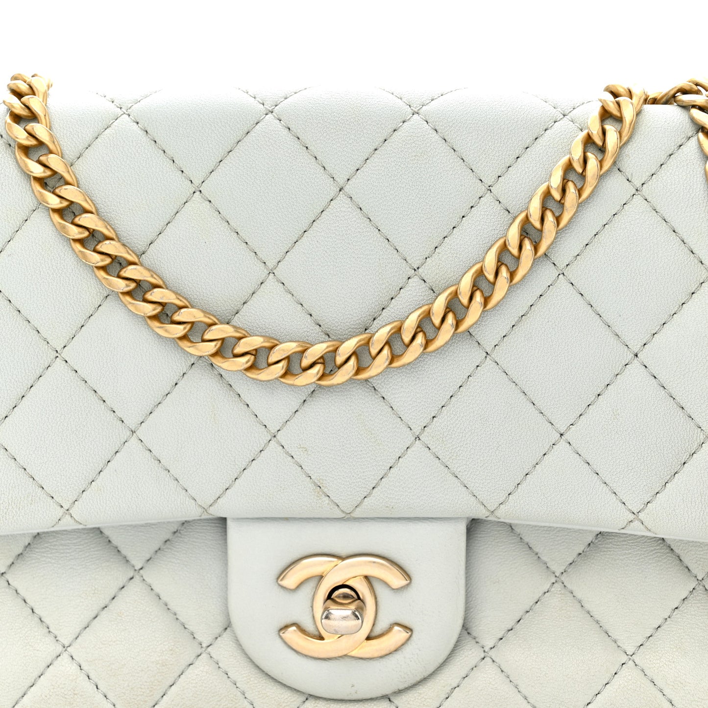 Lambskin Quilted Small Sweet Camellia Flap Light Blue