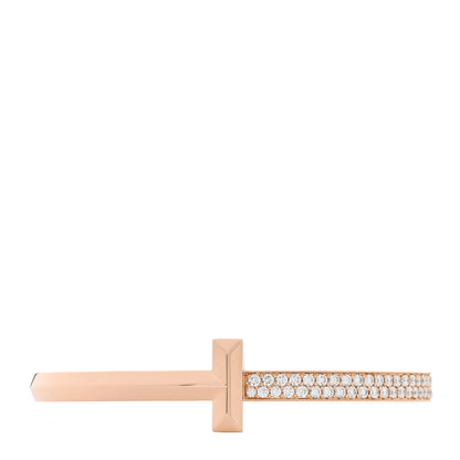 Tiffany 18K Rose Gold Diamond Wide T1 Hinged Bangle Bracelet 1 of 4