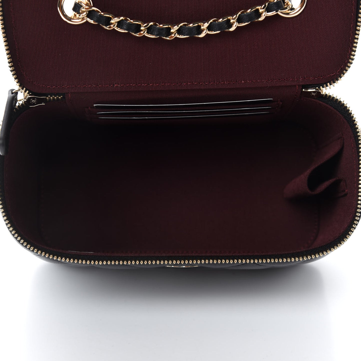 Lambskin Quilted Small Vanity Case With Chain Black