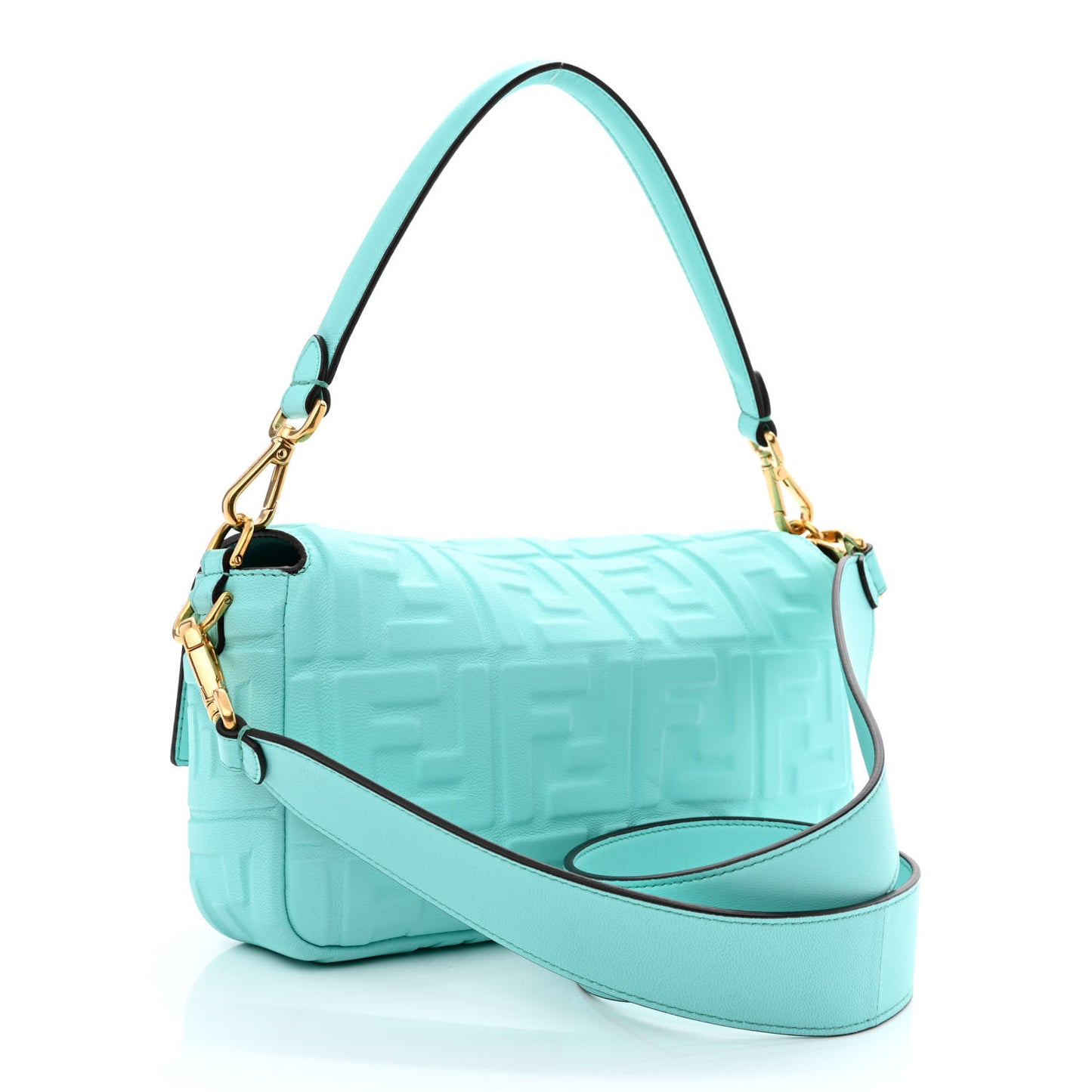 Nappa FF 1974 Embossed Baguette Spring Turquoise