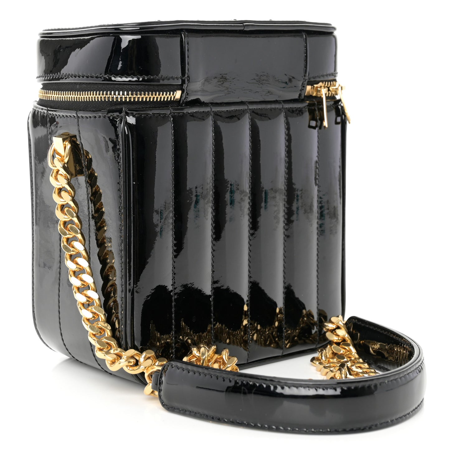 Patent Matelasse Monogram Vicky Vanity Black