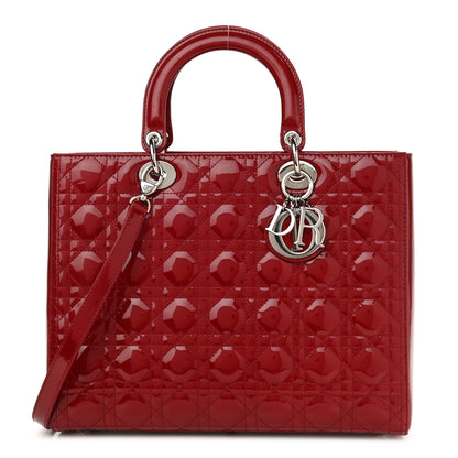 Christian Dior Patent Cannage Large Lady Dior Red 1 of 11