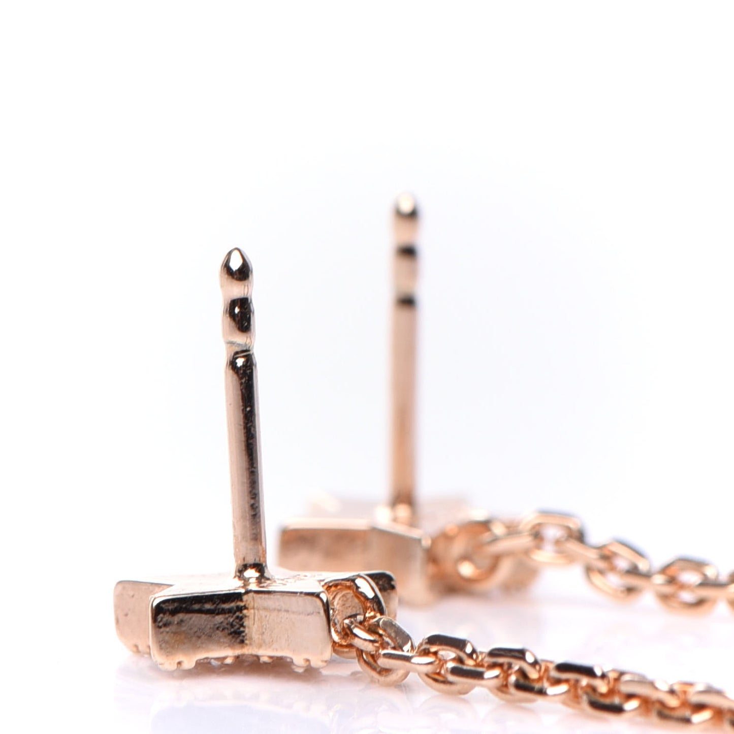 Crystal Diorable Lion Logo Drop Earrings Rose Gold