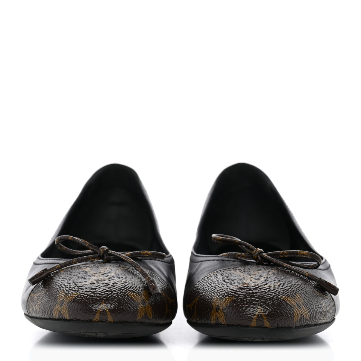 Louis Vuitton Calfskin Monogram Bow Ballerina Flats 38 Black 2 of 10