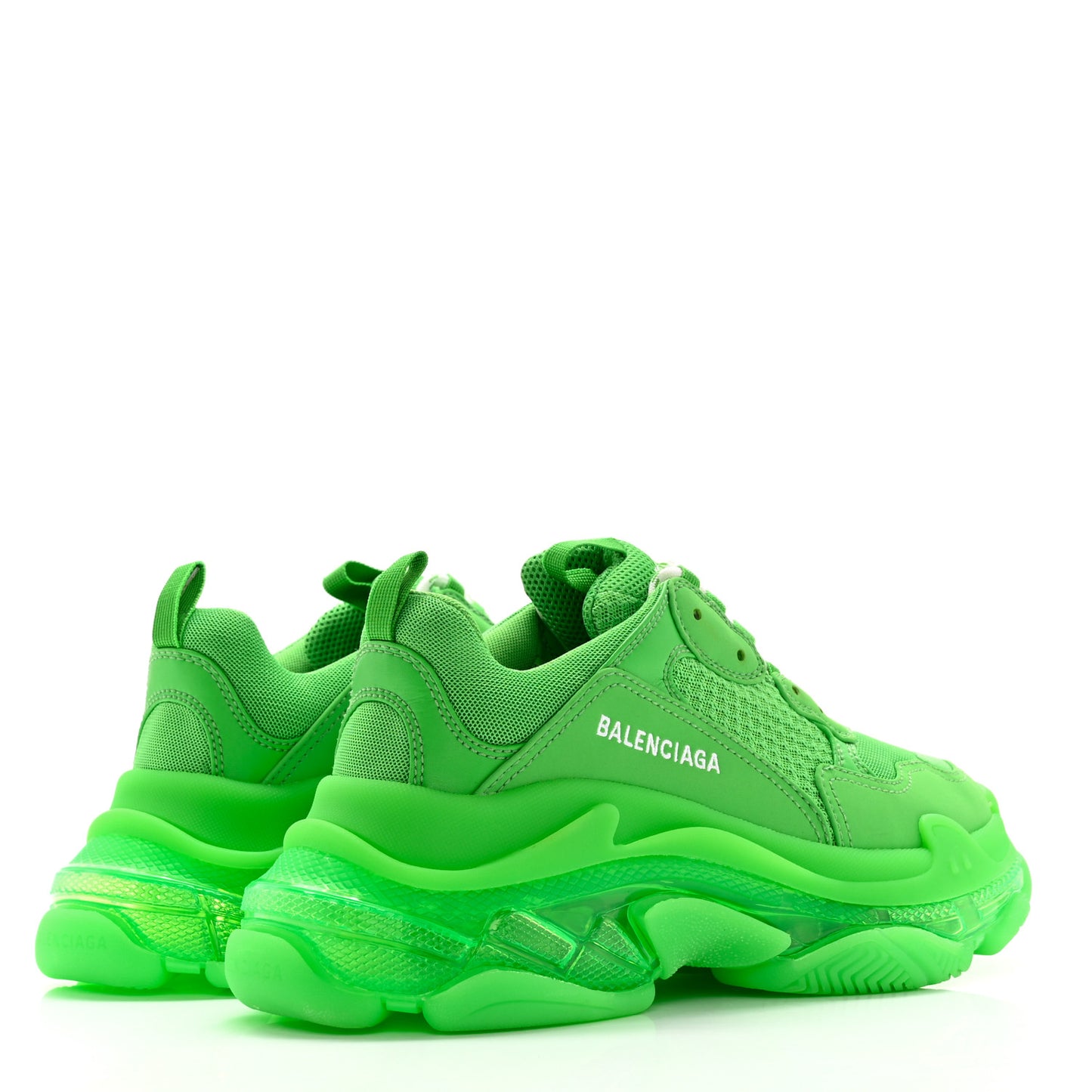 Fabric Mesh Clear Sole Womens Triple S Sneakers 40 Green